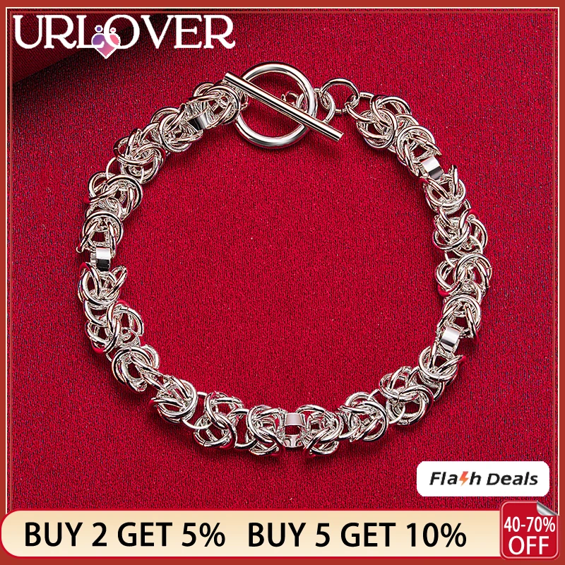 URLOVER 925 Sterling Silver Multiple Circles Link Bracelets Men Woman Bracelet Fashion Party Wedding Birthday Fine Charm Jewelry
URLOVER 925 Sterling Silver Multiple Circles Link Bracelets Men Woman Bracelet Fashion Party Wedding Birthday Fine Charm Jewelry