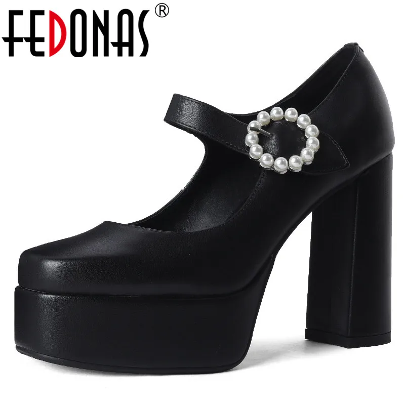 FEDONAS Elegant Women Pumps Spring Summer Wedding Party Platform Thick High Heels Genuine Leather String Bead Buckle Shoes Woman
FEDONAS Elegant Women Pumps Spring Summer Wedding Party Platform Thick High Heels Genuine Leather String Bead Buckle Shoes Woman