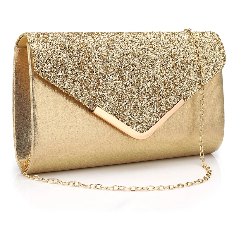

Sequined Envelope Clutch Bags For Women 2024 Fashion Gold Purses And Handbags With Chain Shoulder Bags Wedding Party Clutches