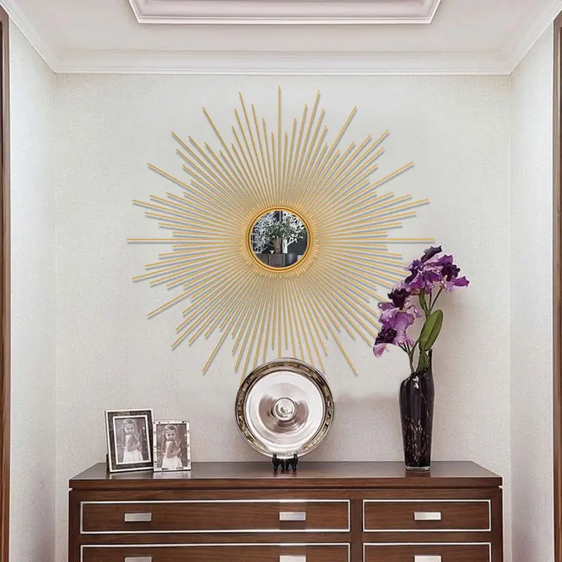 Entrance Wall Pendant Golden Sun Wall Decoration Living Room Wrought Iron Wall Hanging Mirror Decoration
Entrance Wall Pendant Golden Sun Wall Decoration Living Room Wrought Iron Wall Hanging Mirror Decoration