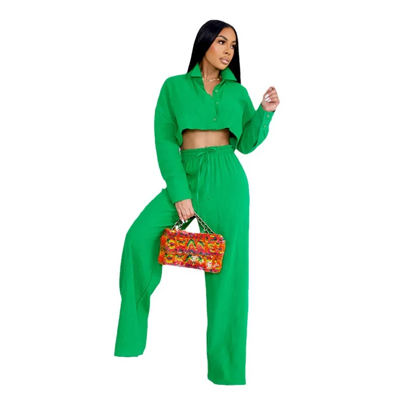 Womens 2023 New Long Sleeve Shirt Trousers 2 Piece Set Autumn Elegant Casual Suits Vintage Loose Fashion Crop Top Wide Leg Pants
Womens 2023 New Long Sleeve Shirt Trousers 2 Piece Set Autumn Elegant Casual Suits Vintage Loose Fashion Crop Top Wide Leg Pants