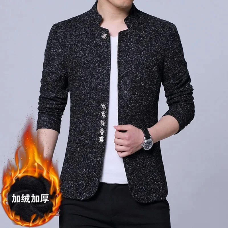 New suit autumn and winter business casual fashion velvet small youth Zhongshan quality stand-up collar men's jacket
New suit autumn and winter business casual fashion velvet small youth Zhongshan quality stand-up collar men's jacket