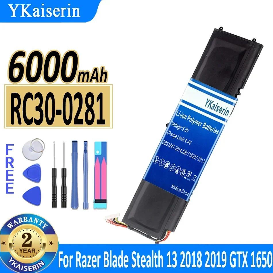 

6000mAh YKaiserin Battery RC30-0281 for Razer Blade Stealth 13 Stealth13 GTX 1650 Max-Q RZ09-03102E52-R3U1 2018 2019 Batteries
