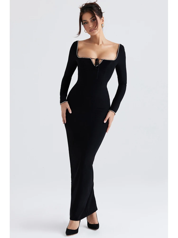 Соблазнительное облегающее длинное платье с квадратным вырезом и длинным рукавом со стразами, элегантное черное платье макси на шнуровке с открытой спиной, вечернее Клубное платье для вечеринки
Соблазнительное облегающее длинное платье с квадратным вырезом и длинным рукавом со стразами, элегантное черное платье макси на шнуровке с открытой спиной, вечернее Клубное платье для вечеринки