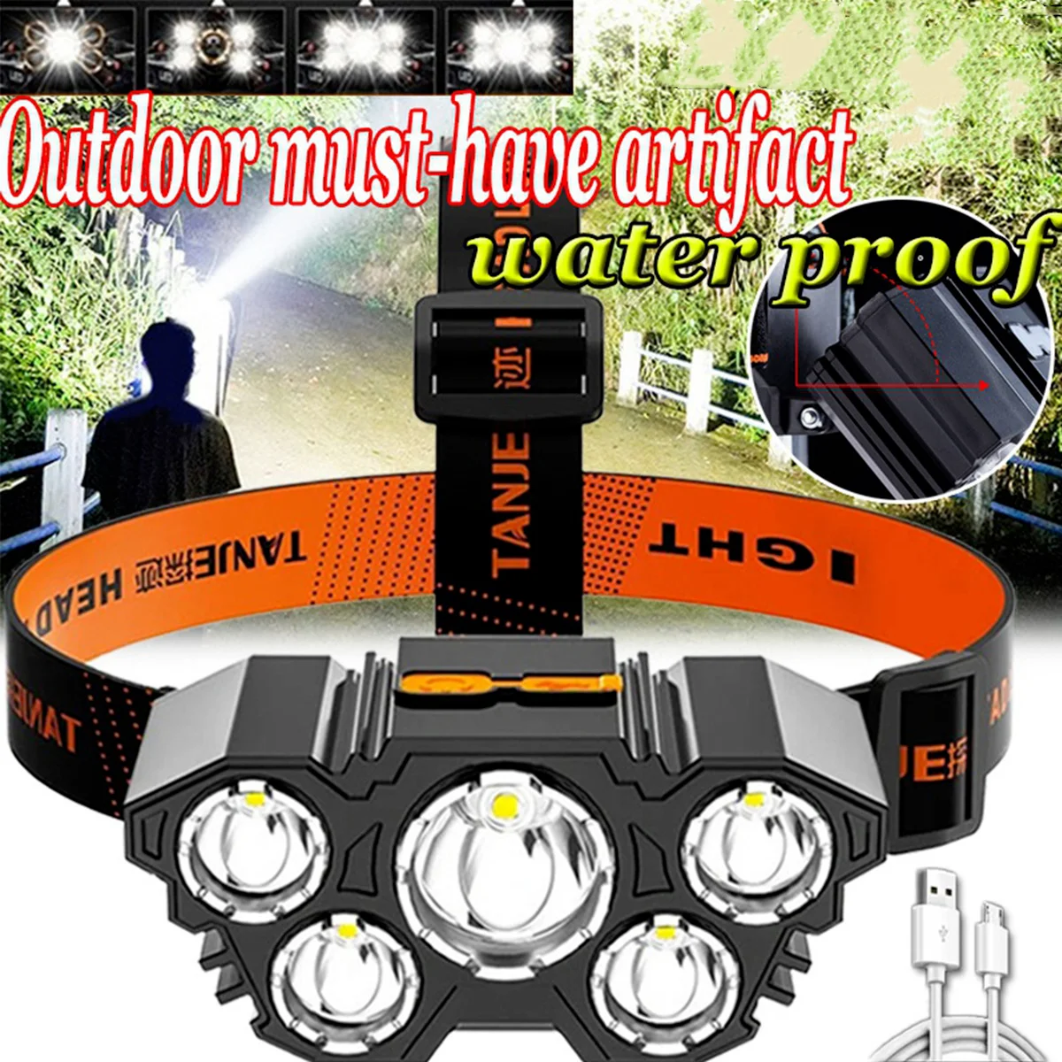5 Led Strong Headlight Super Bright Usb Rechargeable Headlamp Built-in Battery Head-Mounted Flashlight Outdoor Night Fishing
5 Led Strong Headlight Super Bright Usb Rechargeable Headlamp Built-in Battery Head-Mounted Flashlight Outdoor Night Fishing