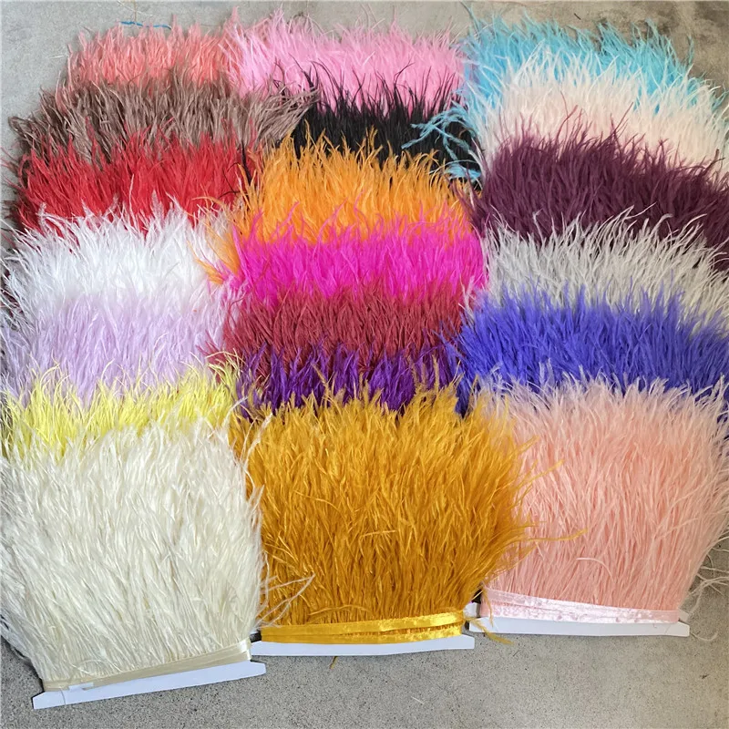 

Wholesale 10Yard High Quality Ostrich Feather Trim Fringe Feather Ribbon 10-15CM/4-6Inch Width Sewing Crafts Costumes Decoration