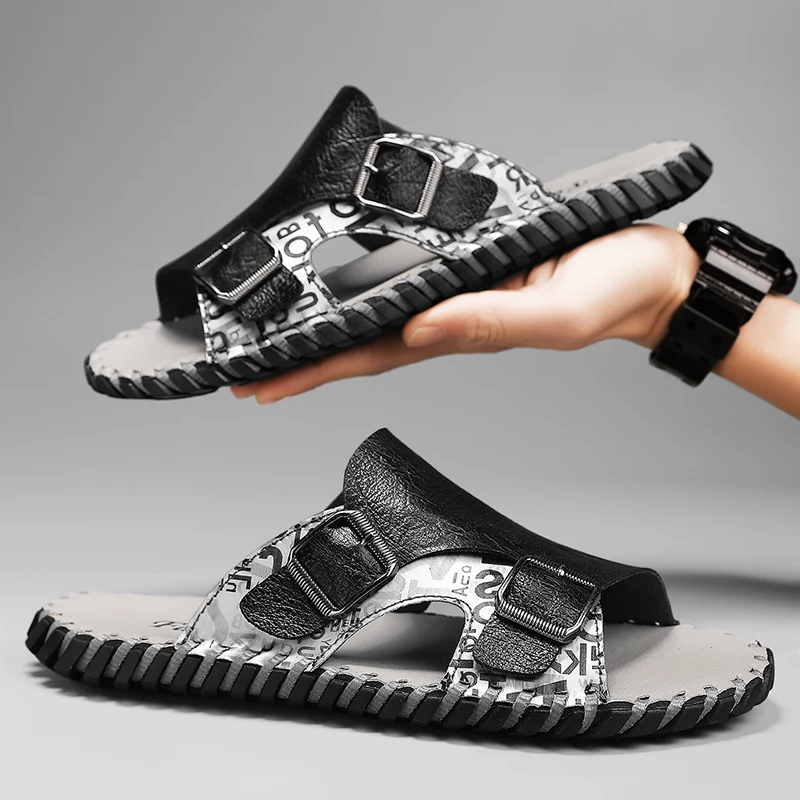 Plus Size 38-48 Men slippers Genuine leather slides Man Summer shoes for men Hand made outdoor sandals
Plus Size 38-48 Men slippers Genuine leather slides Man Summer shoes for men Hand made outdoor sandals