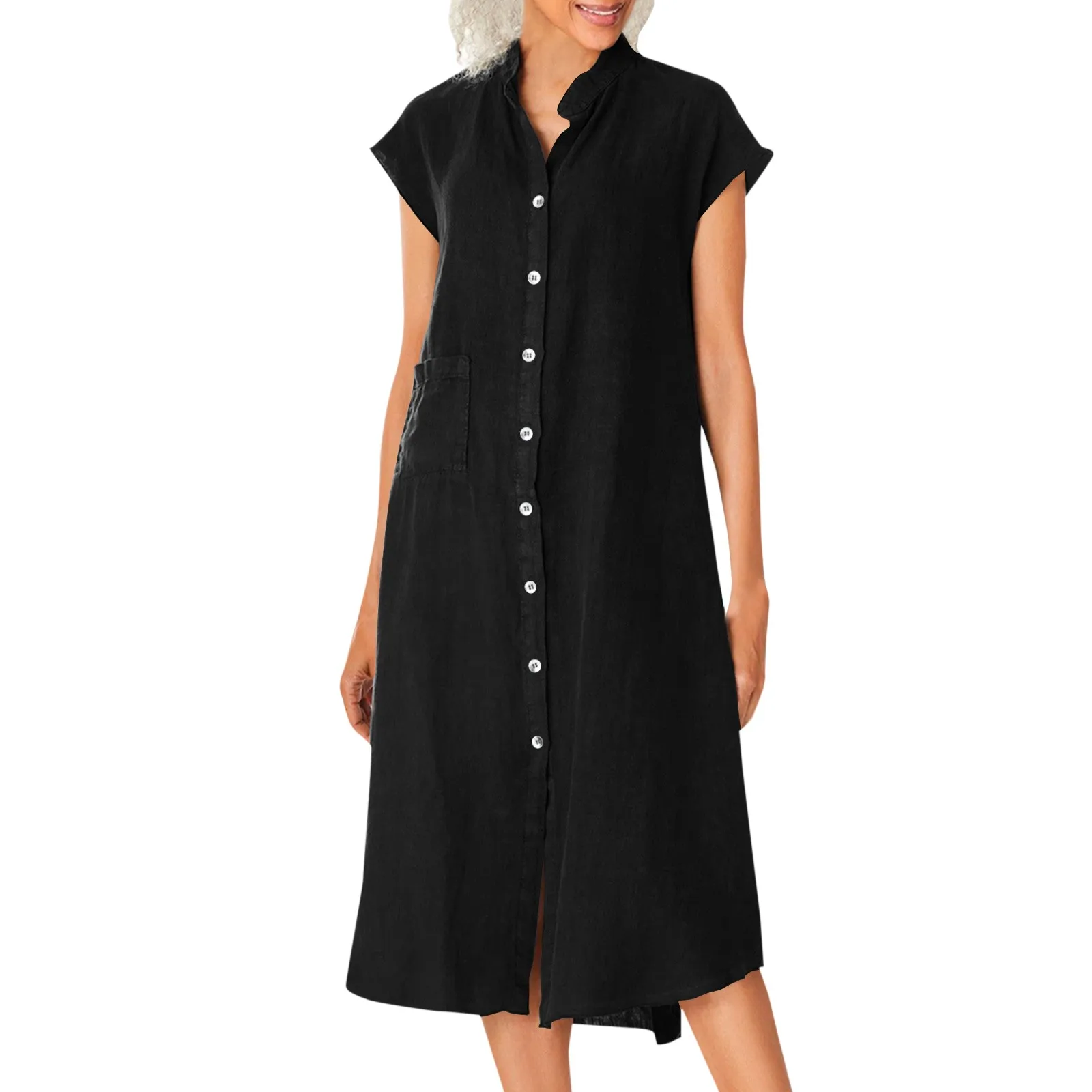 Summer Shirt Dress Women Solid Short Sleeve Single breasted Stand Collar Casual Dress Ladies Midi Sundress Vestidos Robe
Summer Shirt Dress Women Solid Short Sleeve Single breasted Stand Collar Casual Dress Ladies Midi Sundress Vestidos Robe