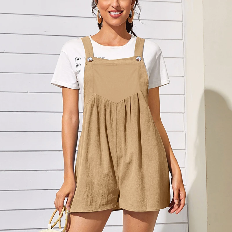 Summer Causal Loose Sleeveless Straps Solid Color Rompers For Women Vintage Sling Button Decoration Wide Leg Pants Rompers Lady
Summer Causal Loose Sleeveless Straps Solid Color Rompers For Women Vintage Sling Button Decoration Wide Leg Pants Rompers Lady
