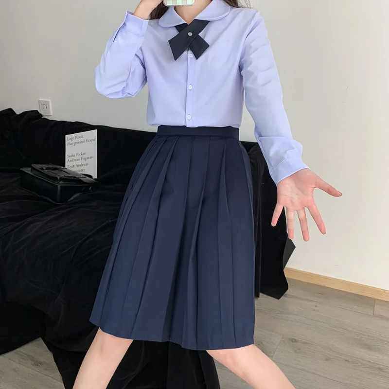 

DEEPTOWN School Uniform Pleated Skirt Women Japanese Fashion Cute High Waist Knee-length A-line Skirt for Girls Preppy Casual JK