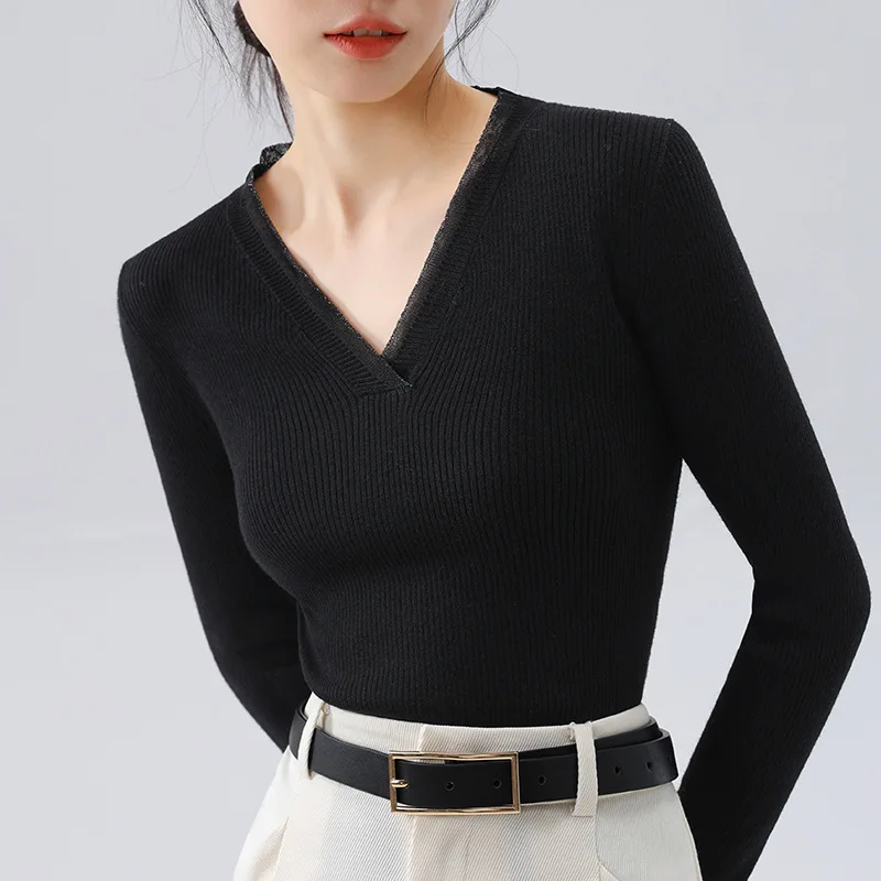 2023 Temperament Women Autumn Winter Pullover V-neck T-shirt Tops Female Sexy Crop Top Clothes Casual Blouses Grace Meeting
2023 Temperament Women Autumn Winter Pullover V-neck T-shirt Tops Female Sexy Crop Top Clothes Casual Blouses Grace Meeting