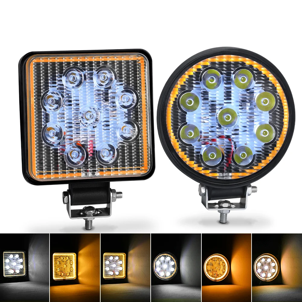 

Led Work Light Bar 27W Square Round White 6000K For offroad SUV ATV Tractor Boat 4x4 led bar Trucks Excavator Spotlight 12V 24V