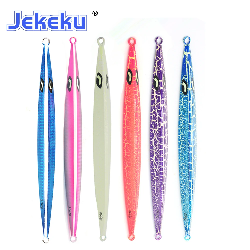 

JEKEKU NEW 5pc Shore Casting Sea Bass Lure 150g 200g 250g 300g Slow Jigging Metal Fishing Lure Artificial Bait