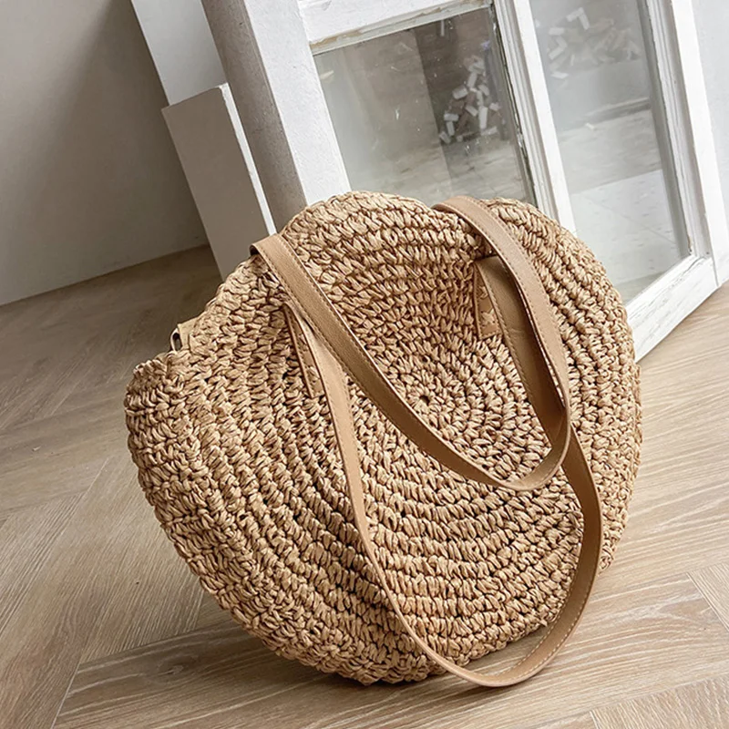 Handwoven Summer Rattan Beach Tote - Large Capacity Women's Straw Bag 19 Sb6fd125c274b47e48a0a69acea4a4e1aw