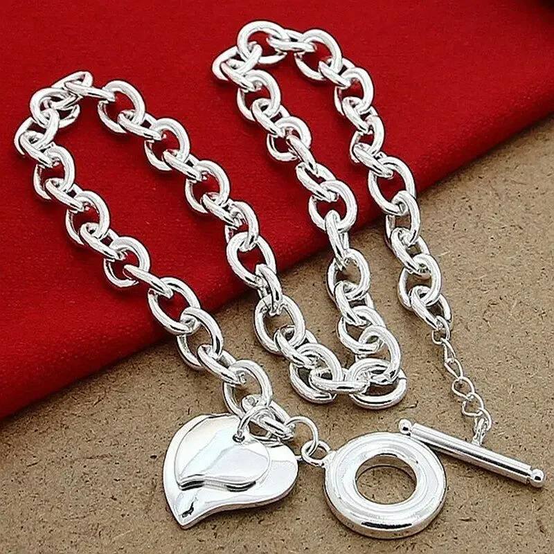 

CHUANGCHENG Fashion Enduring Love 925 Sterling Silver Heart/Circle/Dog Pendant Necklaces Chain Fashion Jewelry