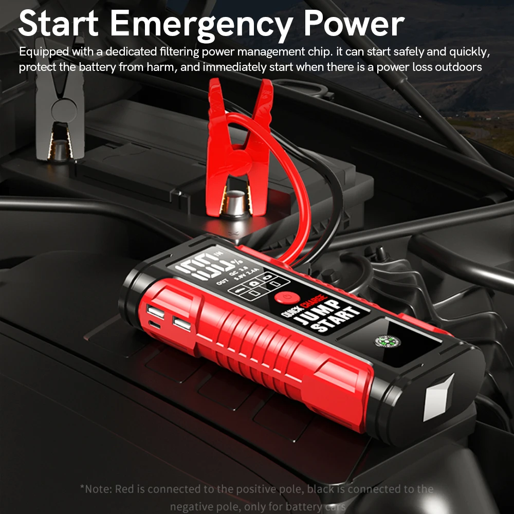 

Portable Car 12V Emergency Starting Power Supply Jump Starter Power Auto Battery Booster Starting with LED Light Power Bank