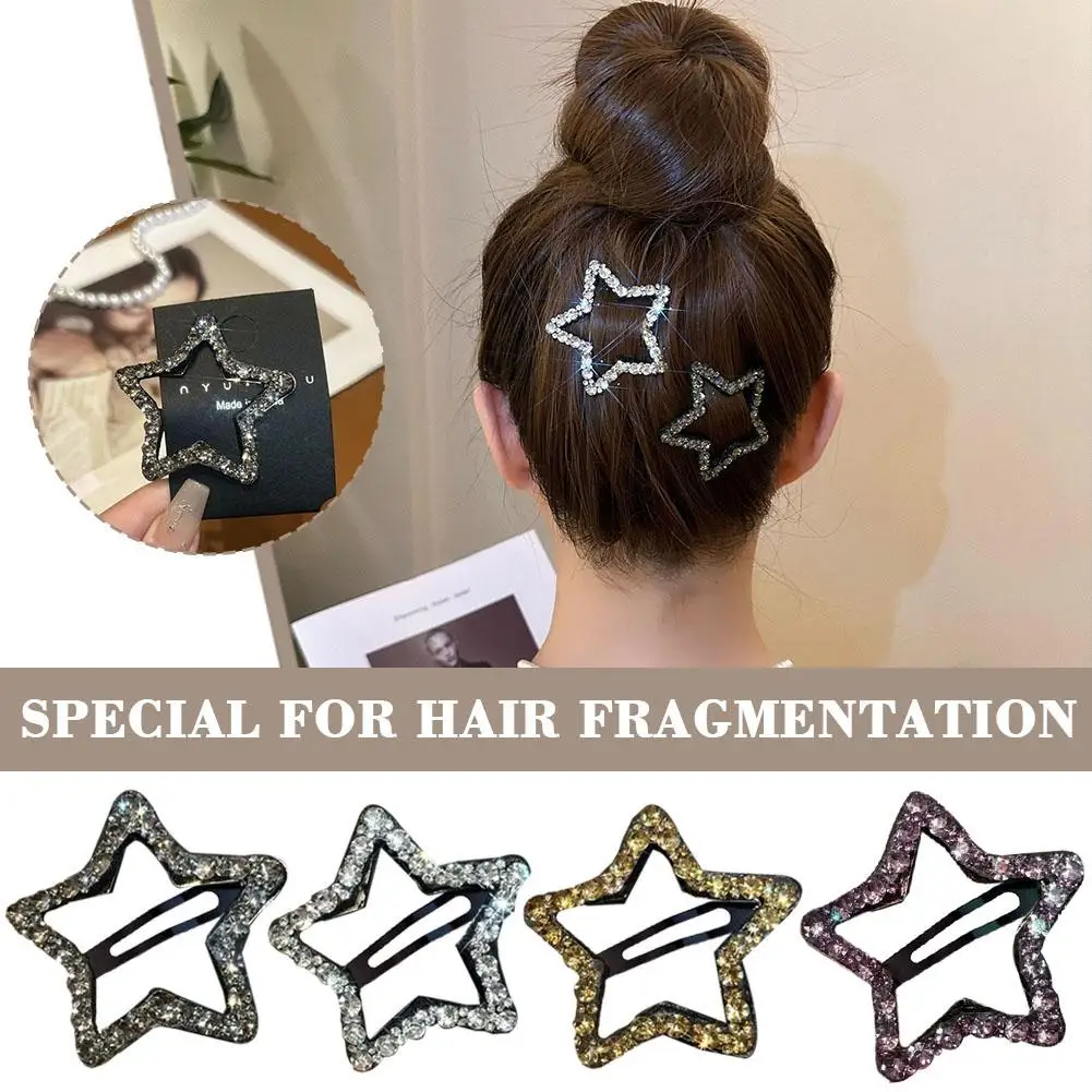 

New Fashion Sparkling Five-pointed Star Hairpin Headdress Accessories Zircon Clip Hair Hair Female Shiny Pentagram Korean T W3U5