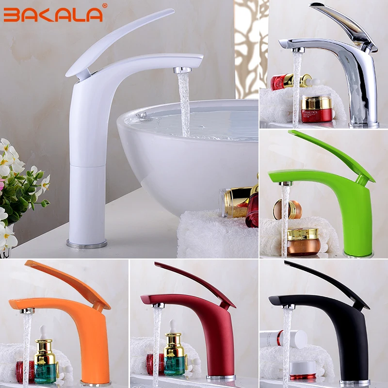 

BAKALA Bathroom Faucet red/black/gold/green paint Finish Brass Basin Sink Faucet Mixer Tap Single Handle BR-1526