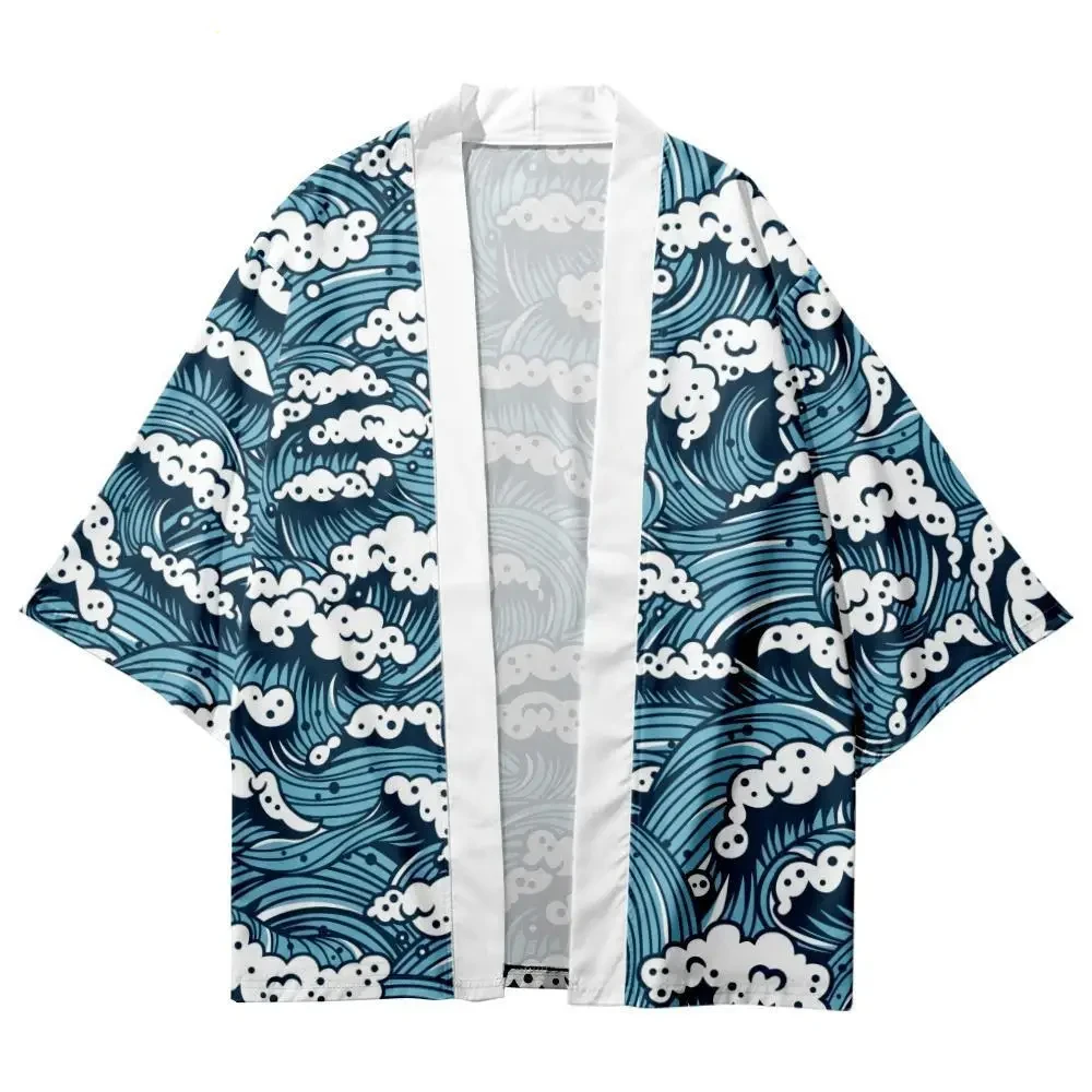 

Summer Classic Spray Print Pattern, Traditional Japanese Kimono, Haori Cardigan for Men and Women, Summer Beach Yukata Samurai