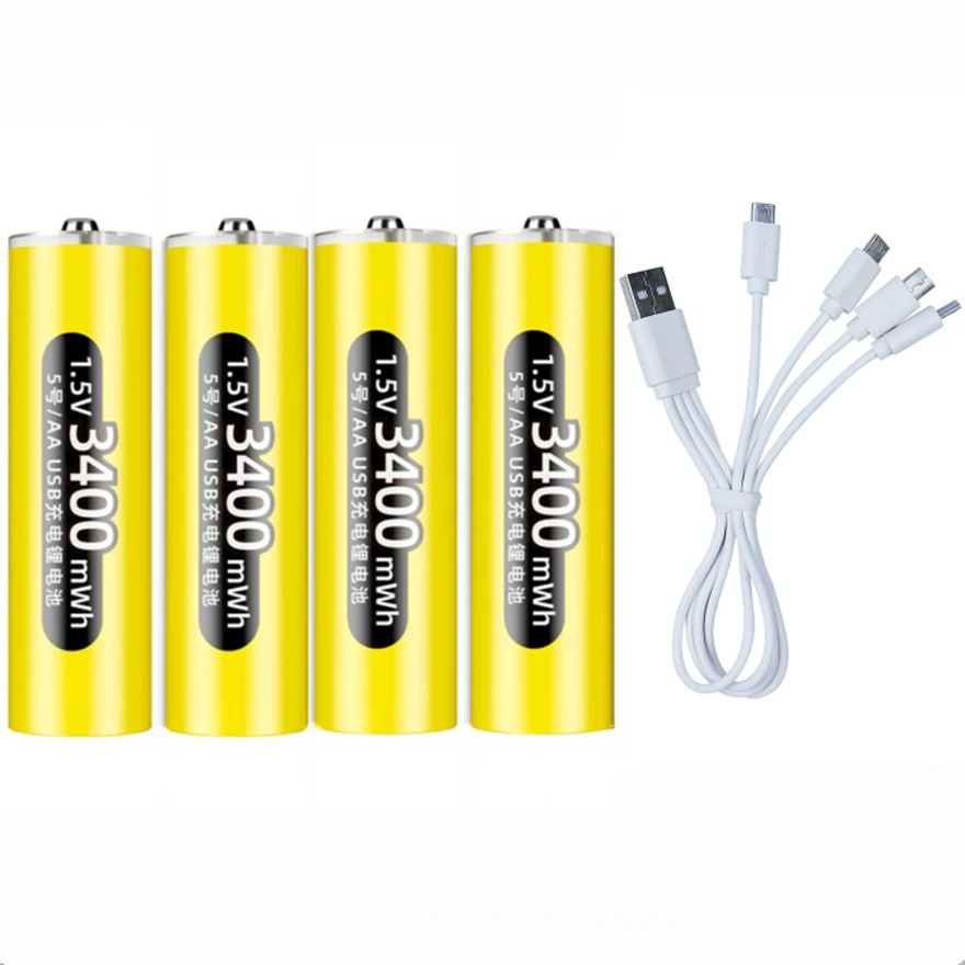 4pcs/lot New 1.5V 3400mWh AA rechargeable battery USB rechargeable lithium battery with type-C cable fast charging
4pcs/lot New 1.5V 3400mWh AA rechargeable battery USB rechargeable lithium battery with type-C cable fast charging