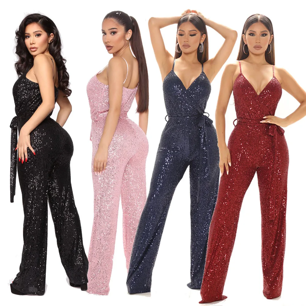 Sequins Women Party Jumpsuit Elegant Sexy V Neck Female Loose Wide Leg Playsuits Ladies Long Sleeve Overalls Clubwear Rompers
Sequins Women Party Jumpsuit Elegant Sexy V Neck Female Loose Wide Leg Playsuits Ladies Long Sleeve Overalls Clubwear Rompers
