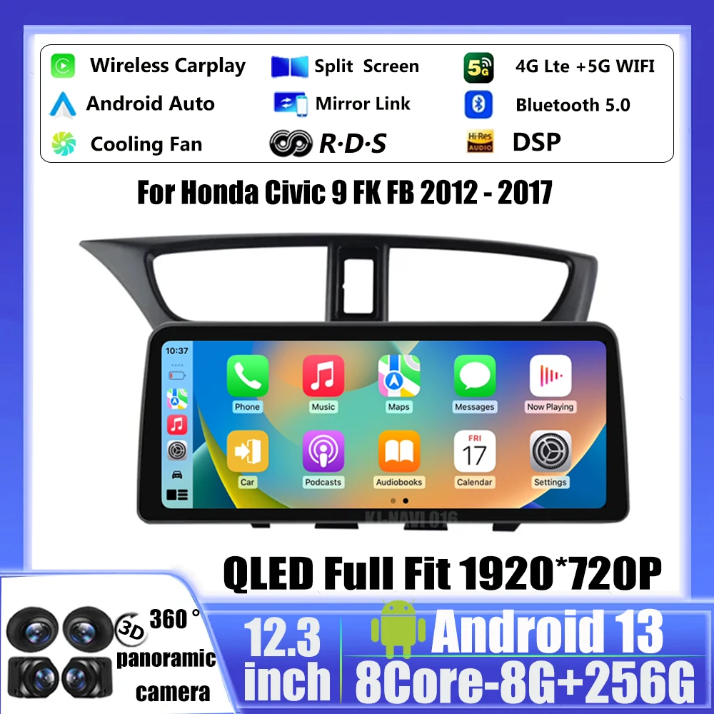 Автомобильная стереосистема для Honda Civic 9 FK FB 2012 -2017 DSP Android 13 12,3 "1920*720 QLED, мультимедийный видеоплеер, головное устройство Carplay Auto 
Автомобильная стереосистема для Honda Civic 9 FK FB 2012 -2017 DSP Android 13 12,3 "1920*720 QLED, мультимедийный видеоплеер, головное устройство Carplay Auto