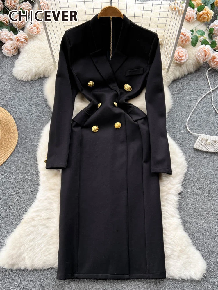 CHICEVER Korean Chic Dresses For Women Notched Collar Long Sleeve Double Breasted High Waist Slimming Bodycon Midi Dress Female
CHICEVER Korean Chic Dresses For Women Notched Collar Long Sleeve Double Breasted High Waist Slimming Bodycon Midi Dress Female