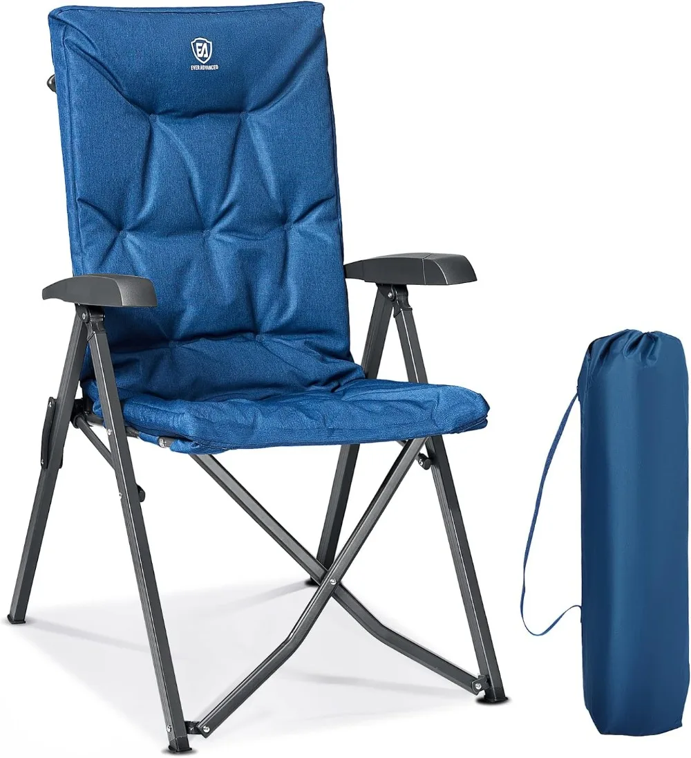 

Folding Padded Camping Chair 4 Positon Adjustable Recliner with High Back Support Portable for Adults, 300lbs Weight Capacity