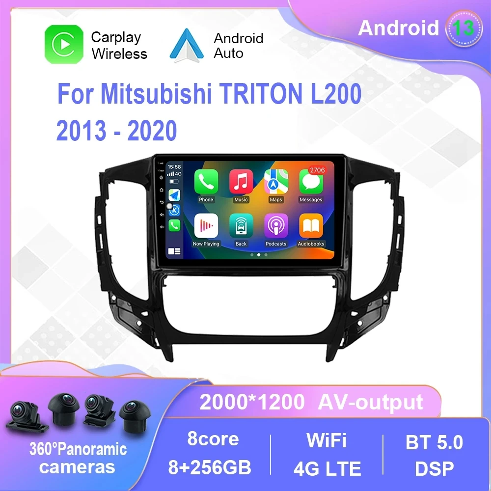 

Магнитола на Android 13 для Mitsubishi TRITON L200 2015-2019, автомобильный мультимедийный плеер для Carplay, сенсорный экран, GPS-навигация