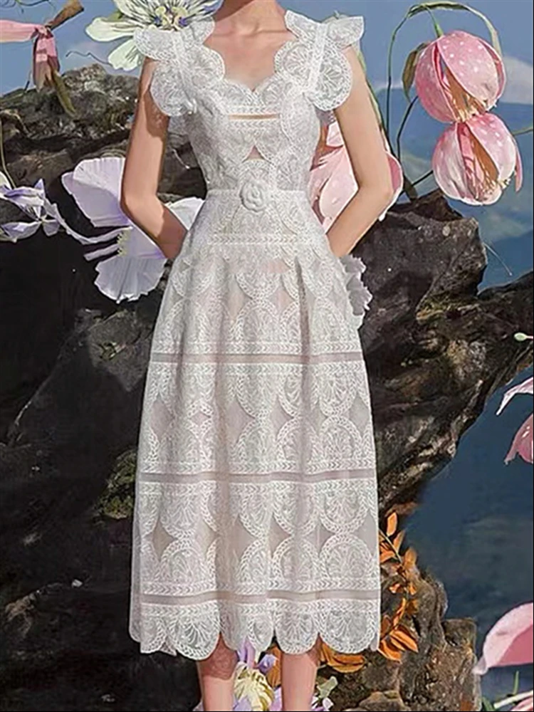 Vintage Embroidery Party Backless Sexy Dress Woman Boho Beach Sundress Women Lace Runway Dresses Sleeveless Summer 2023 White
Vintage Embroidery Party Backless Sexy Dress Woman Boho Beach Sundress Women Lace Runway Dresses Sleeveless Summer 2023 White