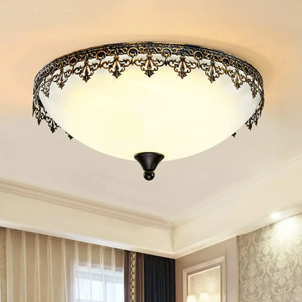 Flush Mounting Ceiling Lighting with Lace Pattern - Retro Vintage Chandelier Frosted Glass Ceiling Lighting with Bronze Matel
Flush Mounting Ceiling Lighting with Lace Pattern - Retro Vintage Chandelier Frosted Glass Ceiling Lighting with Bronze Matel