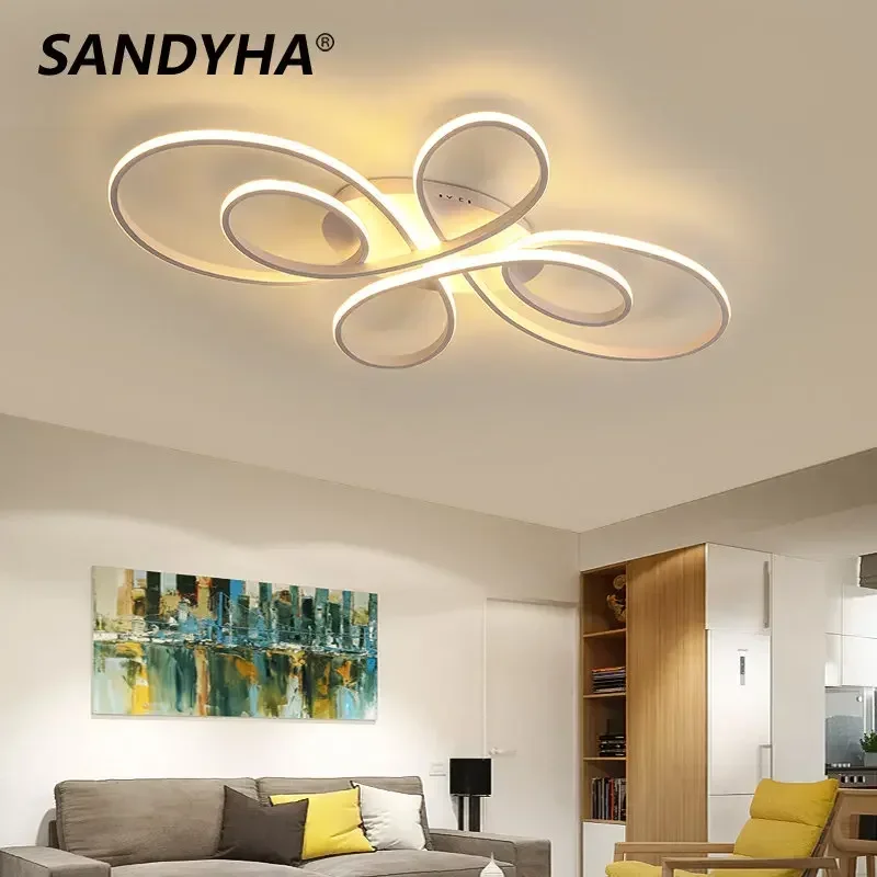 

Home Decor Modern Luxury Led Light Curved Art Fixtures Ceiling Lamps Dimmable for Living Room Bedroom Indoor Lighting CE SANDYHA