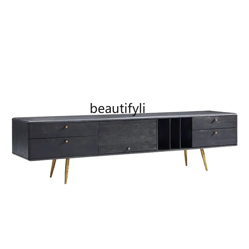 zq Nordic Solid Wood TV Cabinet Black Living Room Light Luxury TV Stand Small Apartment Mid-Ancient Floor Cabinet
zq Nordic Solid Wood TV Cabinet Black Living Room Light Luxury TV Stand Small Apartment Mid-Ancient Floor Cabinet