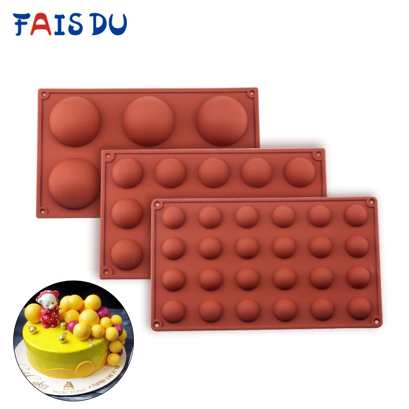 

Ball Sphere Silicone Mold For Cake Pastry Baking Chocolate Candy Fondant Bakeware Round Shape Dessert Mould DIY Decorating