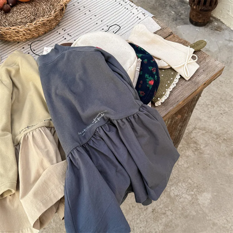 2025 Autumn Winter New Girls Long Sleeve Warm Dress Solid Children Bottoming Dress Letter Print Casual Dress Kids Cotton Clothes 24 Sb718a113335847c6860b59de8c472102y