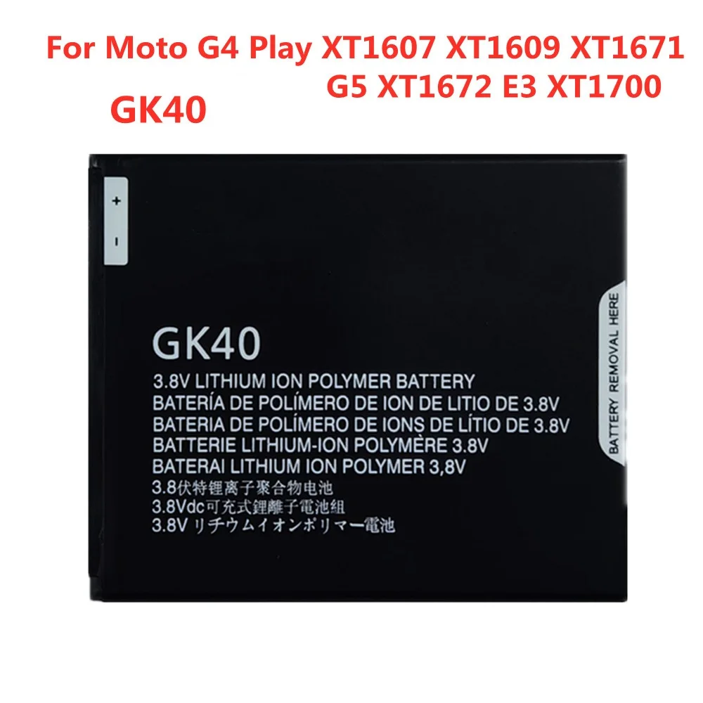 

High Quality 2800mAh GK40 Cell Phone Battery For Motorola Moto G4 Play XT1607 XT1609 XT1670 XT1671 G5 XT1672 E3 XT1700 XT1675