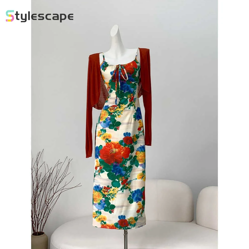 French Retro, Careful Machine Bag, Slim Buttocks, Floral Suspender Dress, Age Reducing Sun Protection Cardigan Two-piece Set
French Retro, Careful Machine Bag, Slim Buttocks, Floral Suspender Dress, Age Reducing Sun Protection Cardigan Two-piece Set