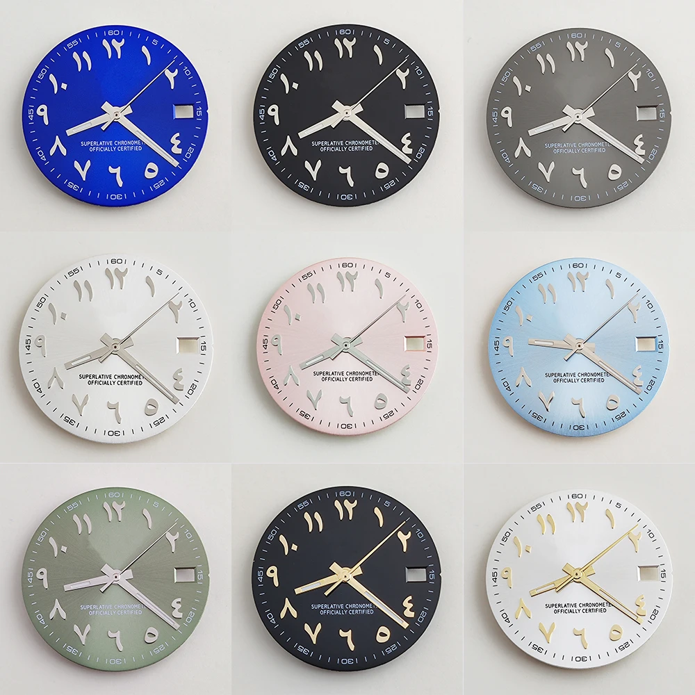 NH35 dial 28.5mm Pink Arab dial S dial Silver stainless steel convex Arabic dial for NH35 Movement Watch accessories
NH35 dial 28.5mm Pink Arab dial S dial Silver stainless steel convex Arabic dial for NH35 Movement Watch accessories