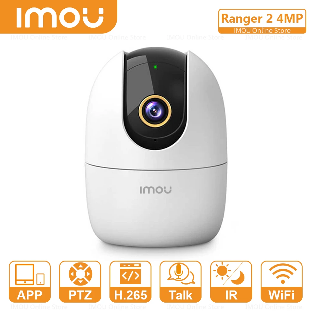 

IMOU Ranger 2 4MP IP Camera WiFi and Ethernet Connection 25fps H.265 PTZ Two-Way Audio Abnormal Sound Alarm Configurable Region