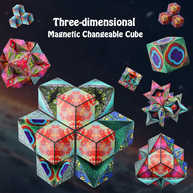 

Three-dimensional Variety Magic Cube Anti Stress Toy Geometry Infinite Magnetic Changeable Cube Children Reliever Fidget Toys