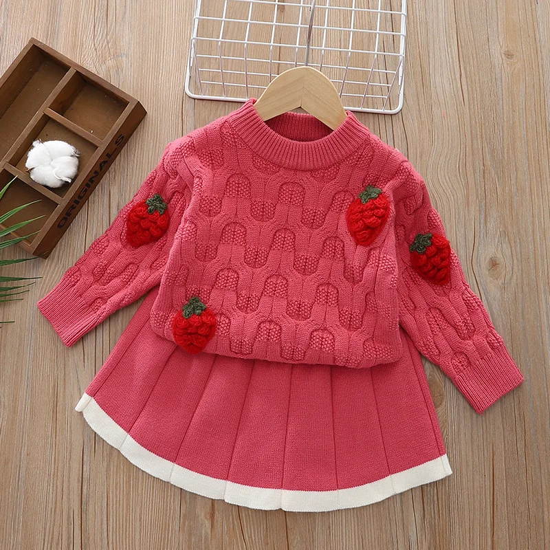 Spring Autumn Infant Baby Girl 2PCS Clothes Set Cartoon Strawberry Crochet Pullover Suit Solid Knitted Skirt Toddler Girl Outfit
Spring Autumn Infant Baby Girl 2PCS Clothes Set Cartoon Strawberry Crochet Pullover Suit Solid Knitted Skirt Toddler Girl Outfit