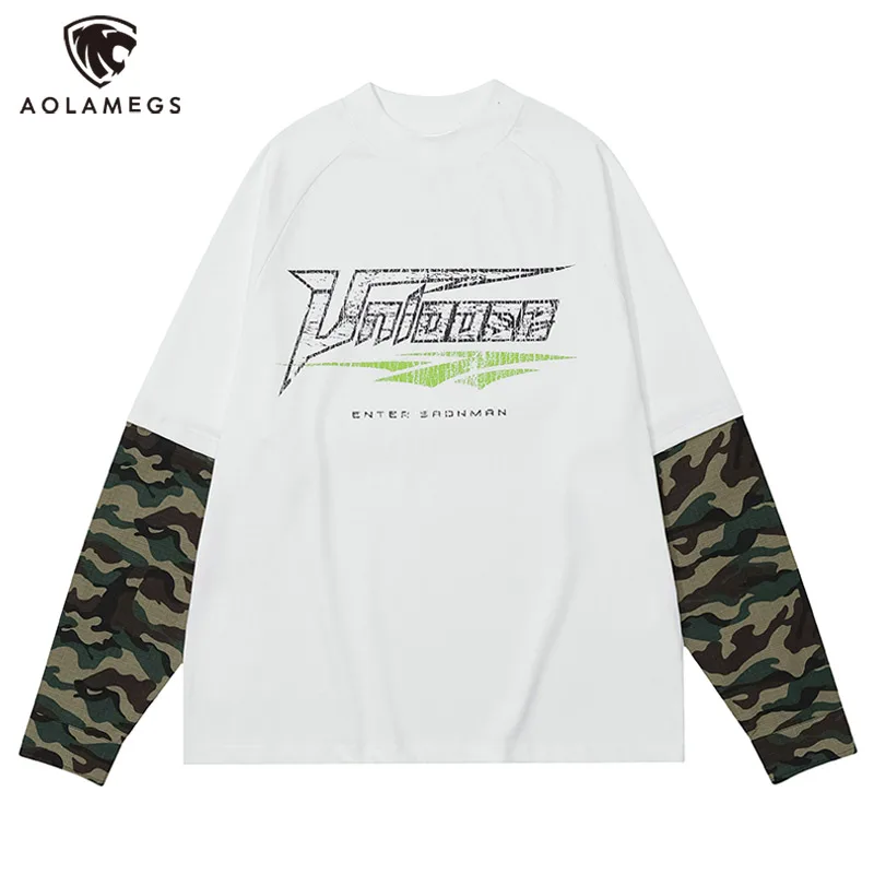 Aolamegs Y2K Men T Shirts Letter Print Camouflage Spliced Fake Two Pieces Tee Harajuku Oversized Street Sweatshirts Pullovers
Aolamegs Y2K Men T Shirts Letter Print Camouflage Spliced Fake Two Pieces Tee Harajuku Oversized Street Sweatshirts Pullovers