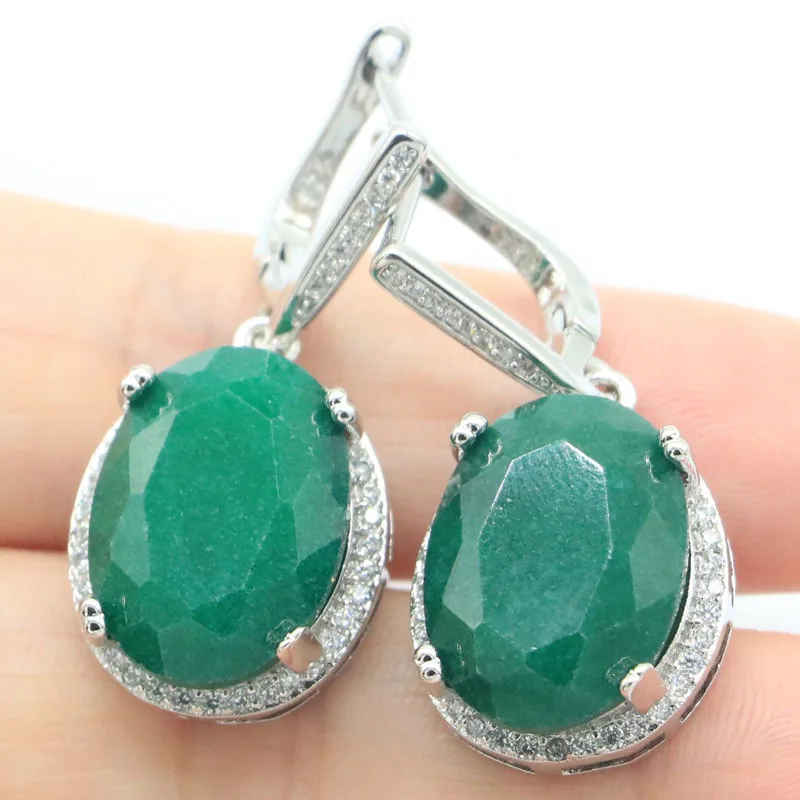 

34x16mm Gorgeous Real Green Emerald Blue Sapphire Red Ruby CZ Women Wedding Silver Earrings
