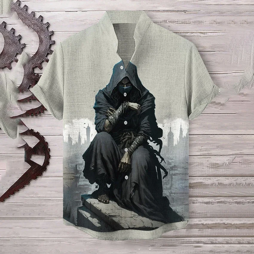 2024 trendy men's luxurious standing collar oversized pullover with short sleeves, linen Hawaiian shirt, Japanese samurai ninja
2024 trendy men's luxurious standing collar oversized pullover with short sleeves, linen Hawaiian shirt, Japanese samurai ninja