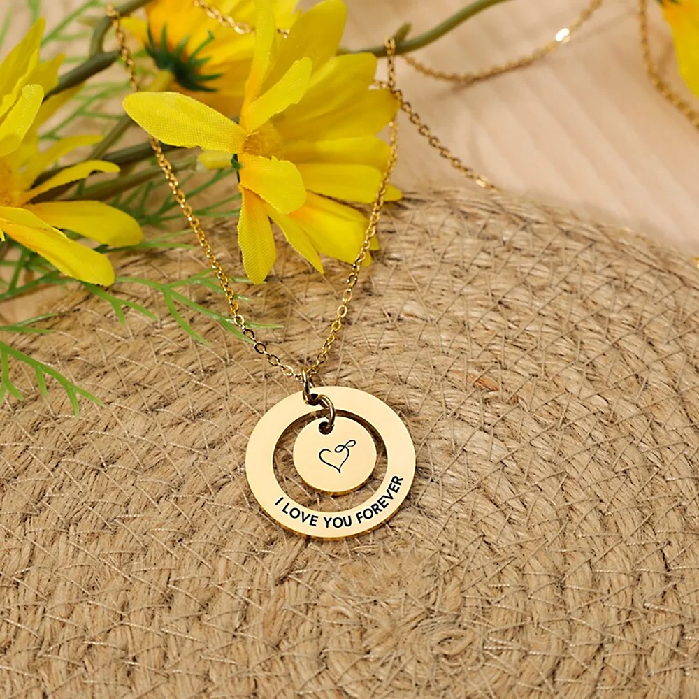 Customized Necklace for Women Double Circle Pendant Necklaces Stainless Steel Custom Jewelry Personalized Bridesmaid Gifts
Customized Necklace for Women Double Circle Pendant Necklaces Stainless Steel Custom Jewelry Personalized Bridesmaid Gifts