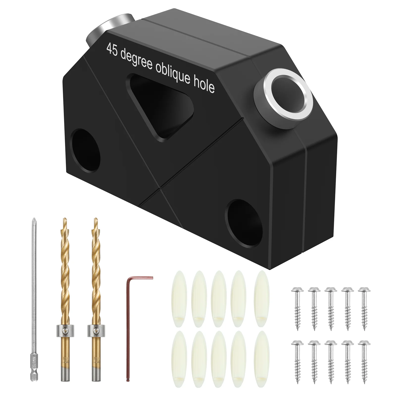 45° Angle Drill Guide Jig Aluminum Alloy Dowel Jig Kit 45° Oblique Hole Drilling Positioner Drilling Hole Locator Sturdy
45° Angle Drill Guide Jig Aluminum Alloy Dowel Jig Kit 45° Oblique Hole Drilling Positioner Drilling Hole Locator Sturdy
