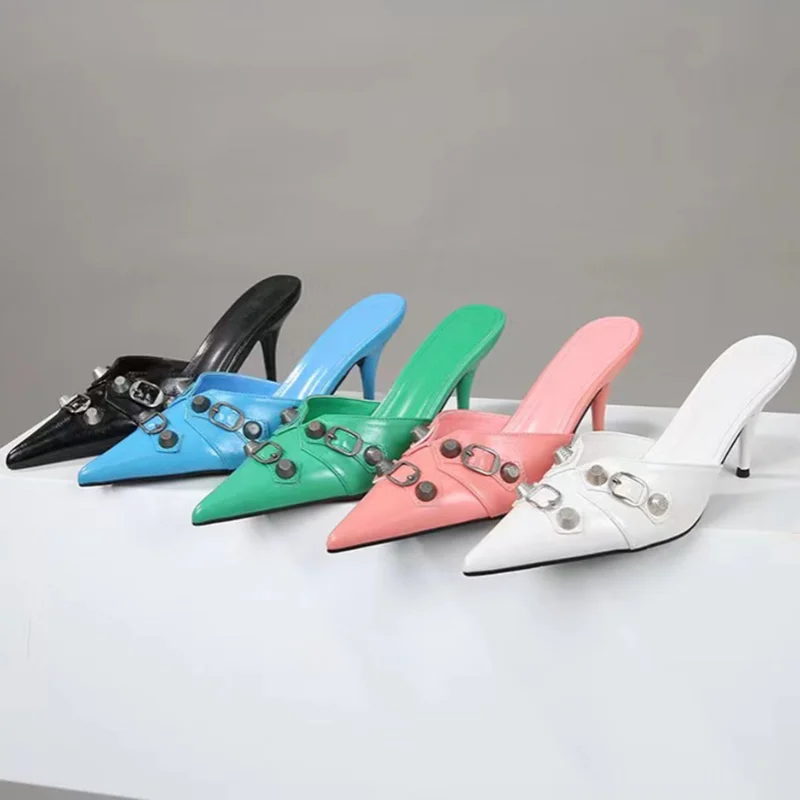 Rivet Decor Woman Thin High Heel Slippers Sexy Pointed Toe Sandals Wrapped Toe 2023 Summer New Women's Punk Party Slides Shoes
Rivet Decor Woman Thin High Heel Slippers Sexy Pointed Toe Sandals Wrapped Toe 2023 Summer New Women's Punk Party Slides Shoes