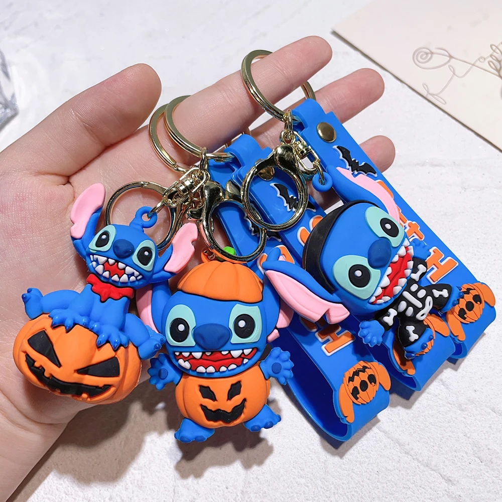 

Lilo & Stitch Keychain Kawaii Cartoon Figure Stitch Angel Silicone Pendant Keyring Car Backpack Key Holder Accessories