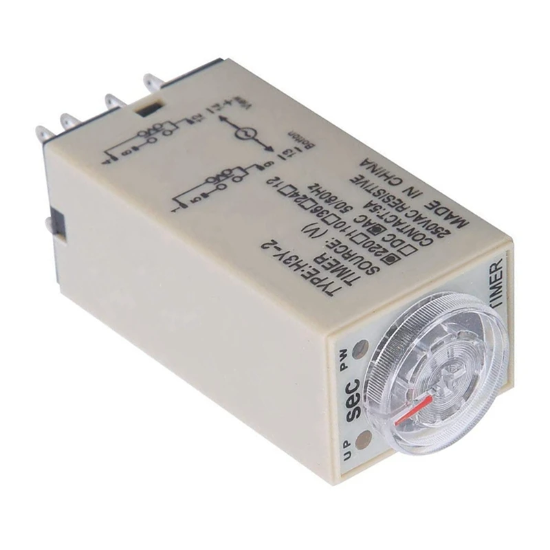 

5X 10S Delay Timer Time Relay H3Y-2 AC 220V 8 PIN Adjusting Knob Control Timing Relay For Household Electrical Systems