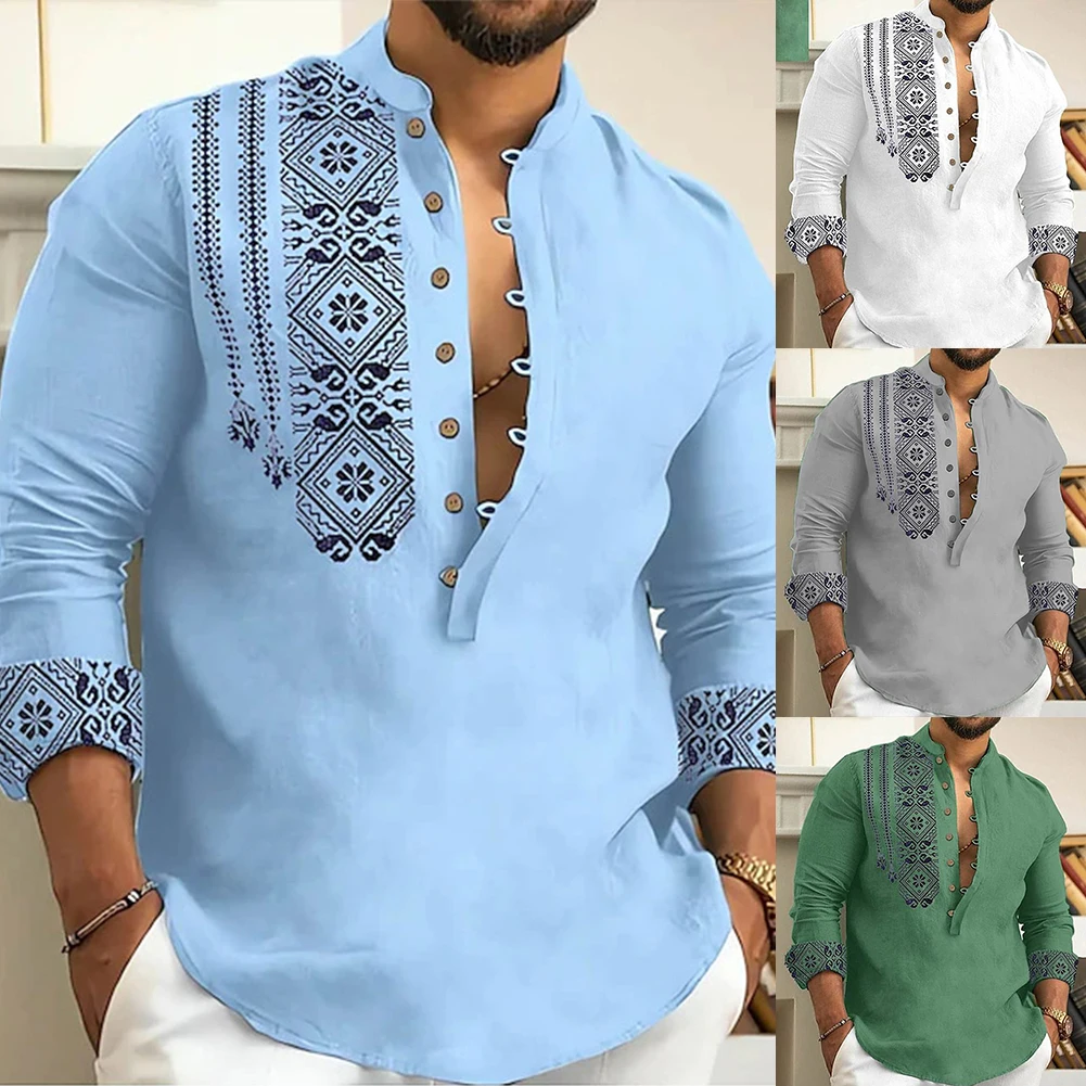 Fashion Men Button-Down Shirt Long Sleeve Shirts And Blouse Loose Henley V-Neck Beach Tops T-Shirts Male Clothes
Fashion Men Button-Down Shirt Long Sleeve Shirts And Blouse Loose Henley V-Neck Beach Tops T-Shirts Male Clothes